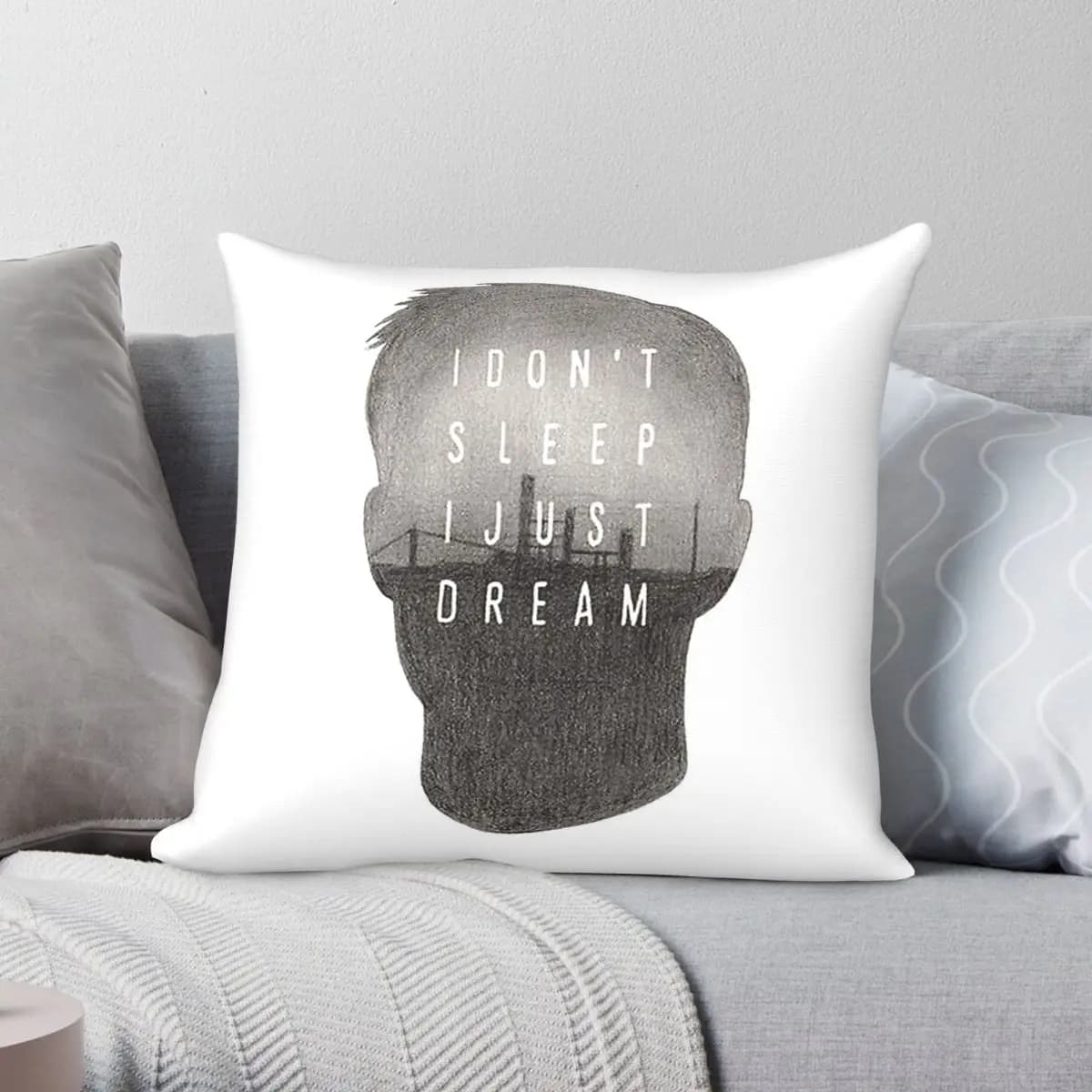 Fodera per cuscino decorativa con cerniera stampata in poliestere, lino e velluto, modello True Detective Sleep Dream, per divano e seduta