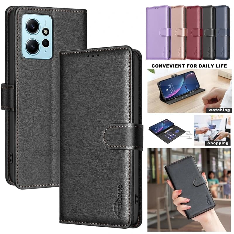 Custodia a portafoglio antifurto per Xiaomi Redmi Note 12S 12 Turbo Note12 Pro 4G Plus 5G, in pelle con blocco RFID, borsa protettiva