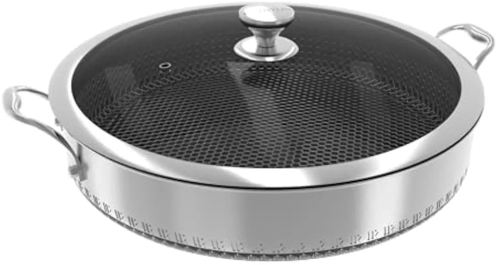 Padella antiaderente in acciaio inossidabile 8QT con coperchio, lavabile in forno per lavastoviglie, senza PFOA