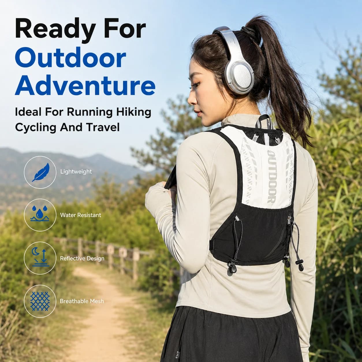 Hiking Cycling Marathon Bag Lightweight Hydration Backpack Outdoor Running Vest Water Resistant Trail Breathable Mesh Sport Pack