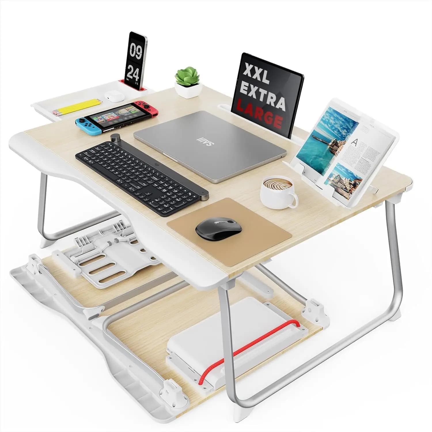 Scrivania Pieghevole Extra Large per Laptop, Mangiare, Scrivere, Giocare - Tavolo Portatile da Terra per Adulti e Bambini