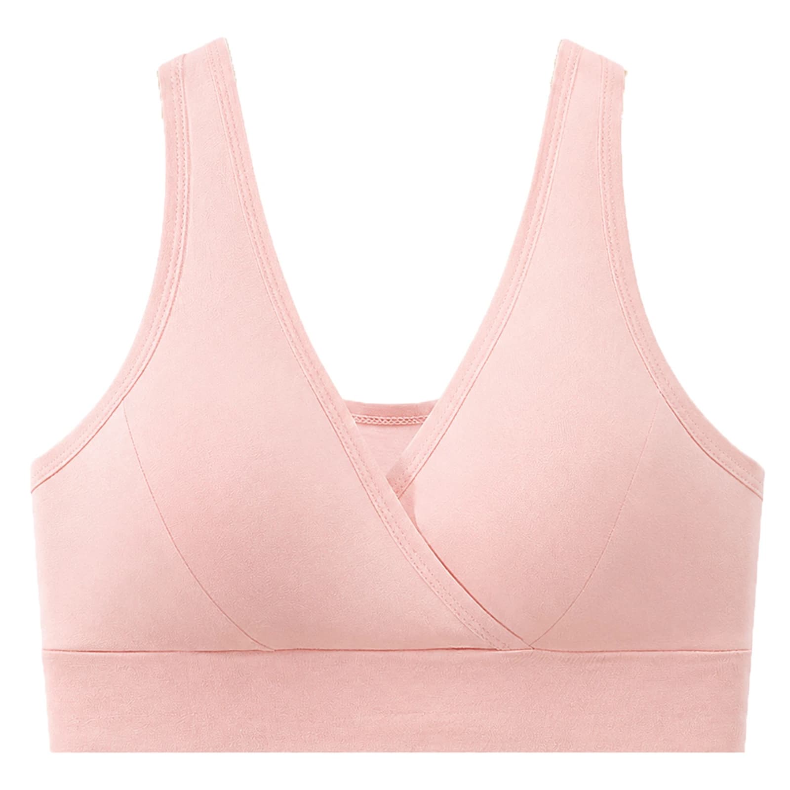 Seamless Cross Wrap Bra, Pink, Wire-free Vest Style Bra, Soft Skin-friendly Comfort Underwear