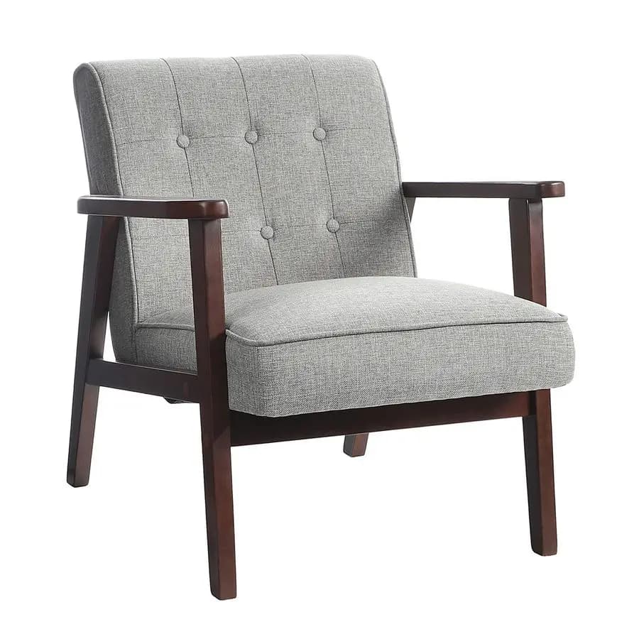 Relax armchair, Modern Mid-Century chair with Armrests and Legs in Solid Wood, Single sofa upholstered for Living room