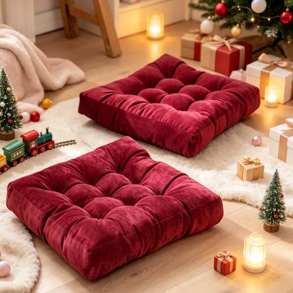 Christmas Red Tatami Large Floor Seat Cushion Thickened Chair Mat Pad Home Office Ottoman Pouf Chair Pillow Meditation Seat