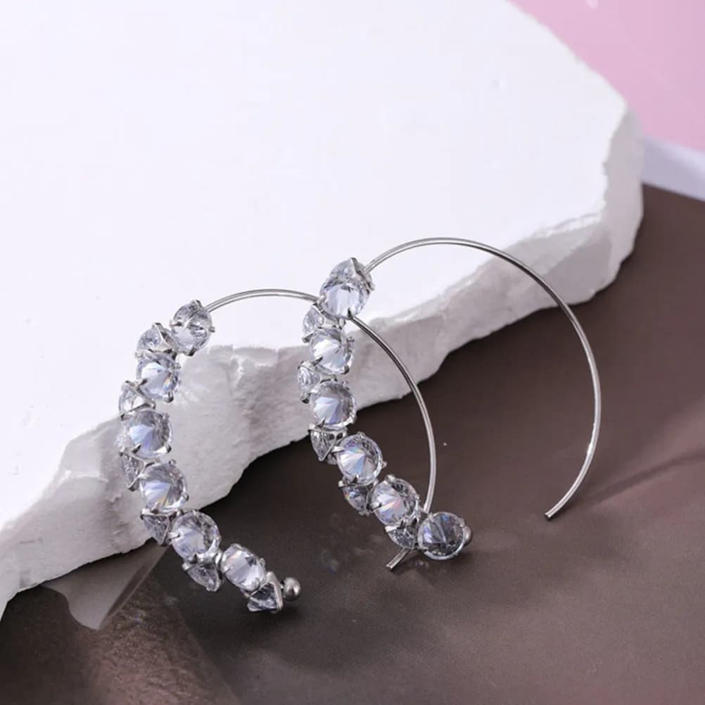 1 Paio di Orecchini a Cerchio con Strass, Eleganti Orecchini Geometrici a Cerchio Grande, Gioielli alla Moda per Donne