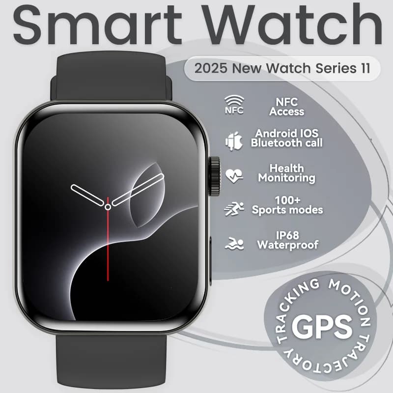 2025 Nuovi Uomini di Orologio Della Serie Astuto Della Vigilanza GPS Track NFC Frequenza Cardiaca IP68 Impermeabile HD Chiamata Bluetooth Sport Fitness S11 Smartwatch