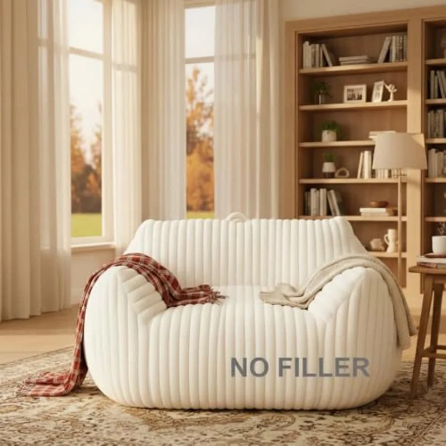 Solo Copertura per Poltrona Sacco Senza Imbottitura per Adulti, con Braccioli e Supporto Lombare, per Contenere Peluche, Divano Relax C