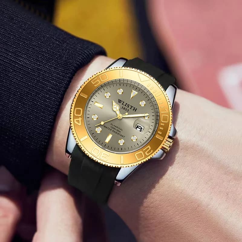 Men's Watch With High Quality Fashion Silicone Strap Waterproof Quartz Wrist Watch Functional Work Watch