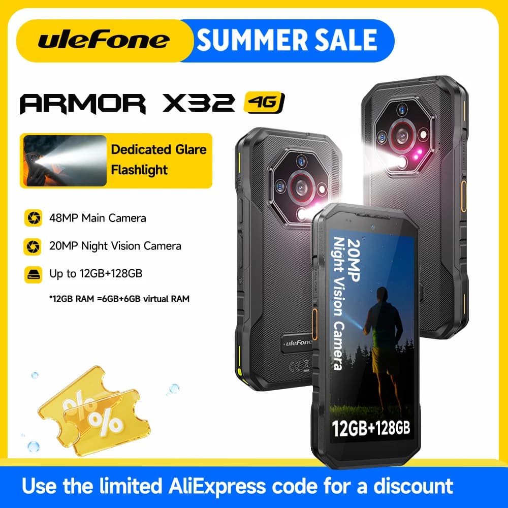 Ulefone Armor X32 4G Telefono robusto Android 14 Smartphone impermeabile 12 GB RAM, 128 GB ROM 5,65" Telefono cellulare con fotocamera notturna NFC