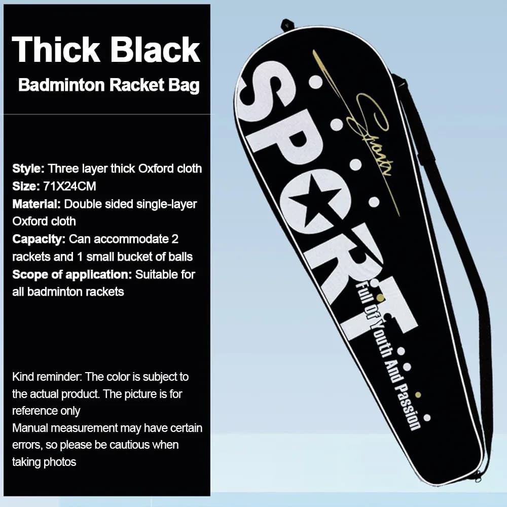 Waterproof Bag for Badminton Racket in Oxford, Portable Protective Case for Racket, Mirror and Resistant for Tennis and Badminton