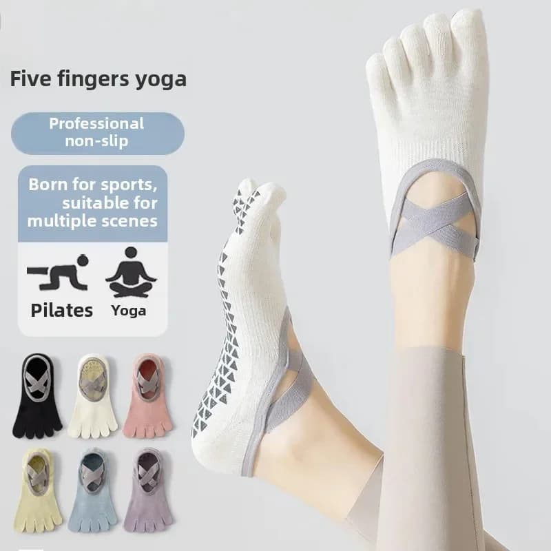 Women's yoga sports socks Five-finger pilates boat socks invisible for indoor fitness anti-slip for shock absorption Comfortable and breathable