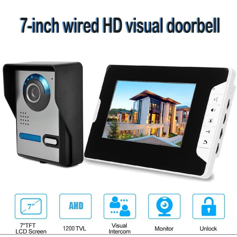 Sistema di accesso al campanello visivo Walkie-Talkie residenziale privato AHD da 7 pollici videocitofono cablato telecamera a infrarossi domestica antipioggia