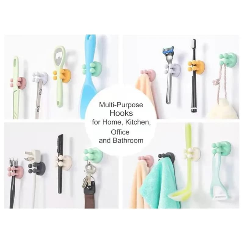 6/1 pz Gancio in silicone senza foratura per bagno, porta rasoio, gancio portaoggetti da parete, porta rasoi, porta spazzolini, organizer