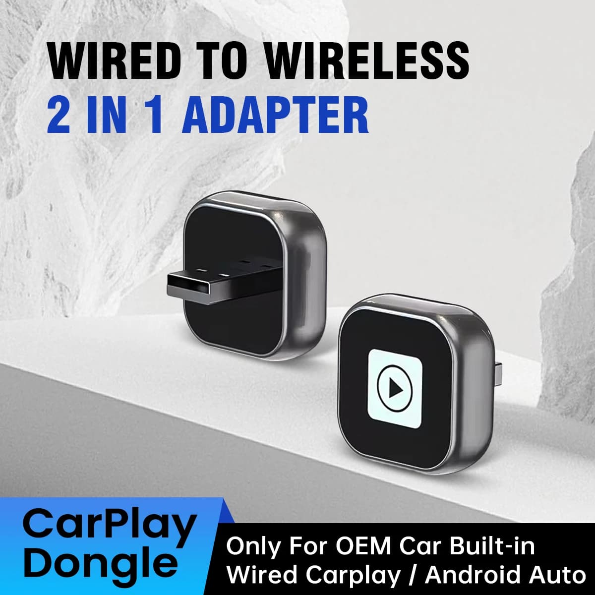 2IN1 Wireless CarPlay Android Auto USB Adapter Dongle Smart Mini Box Plug Play for VW Toyota Nissan Honda Ford Benz KIA 2025 New