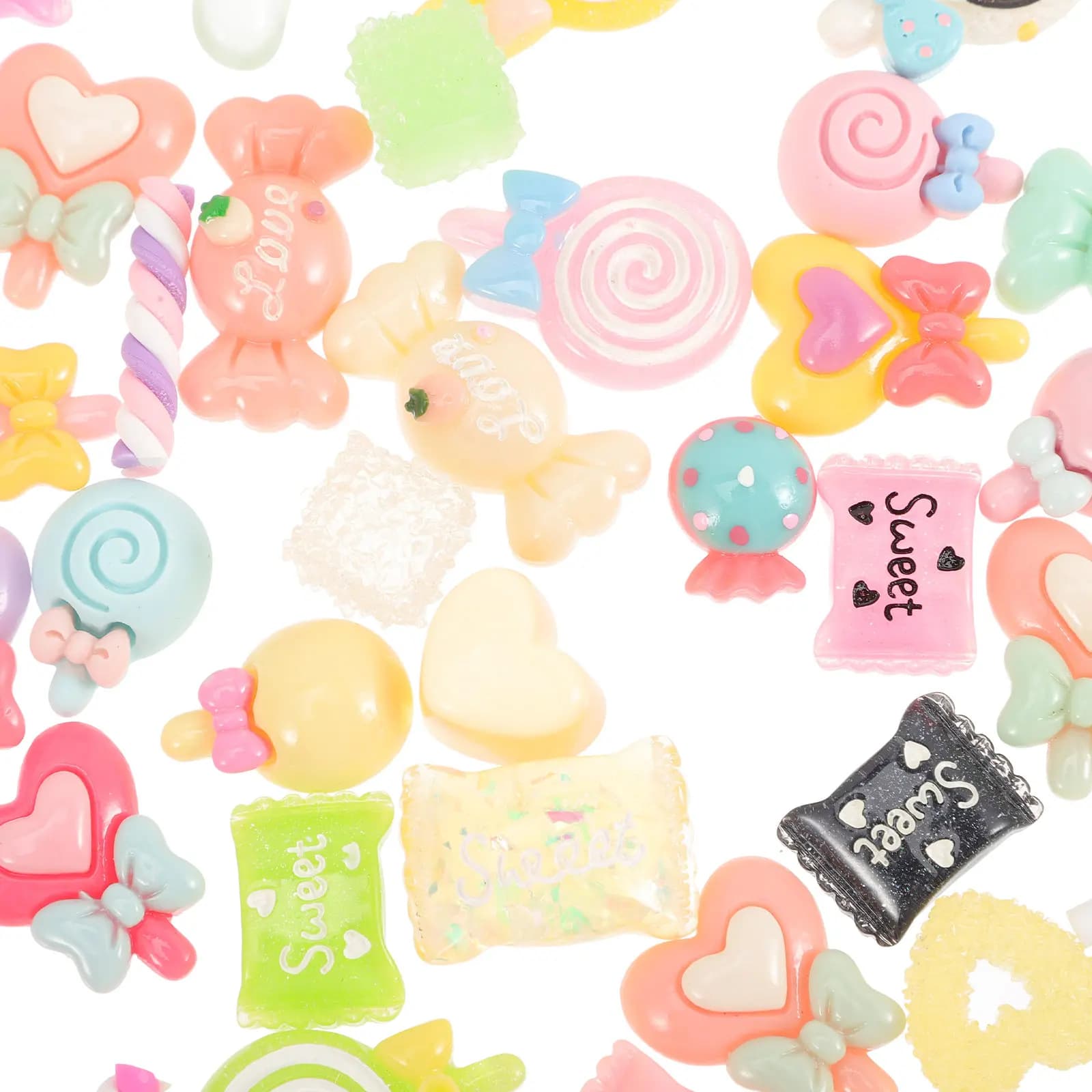 50 Pezzi Ciondoli in Resina a Forma di Caramella, Accessori Fai-da-Te per Decorazione Telefoni, Creazione di Gioielli, Nail Art, Artigianato Creativo e Antistress