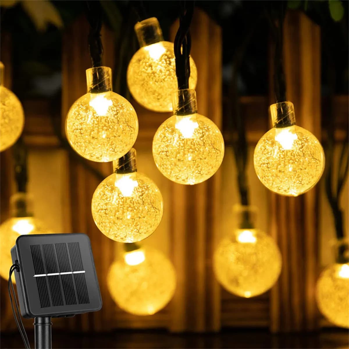 Luce solare a led Luci da esterno a 100 LED Globo di cristallo Luci ghirlanda Lampada da fata impermeabile Luci solari da giardino Decorazioni natalizie