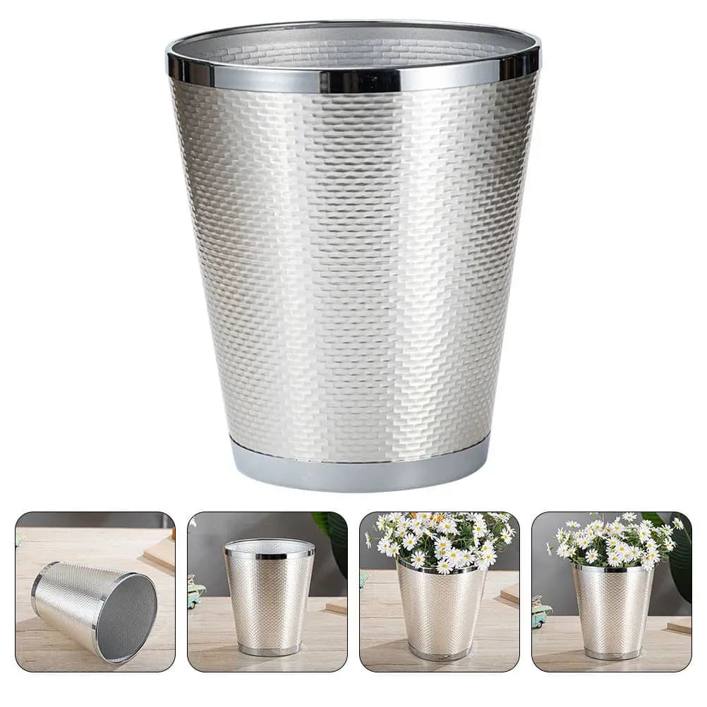 Cestino per Rifiuti in Metallo, Elegante e Moderno, Multifunzionale per Interni ed Esterni, Ufficio, Camera da Letto, Cucina, Soggiorno