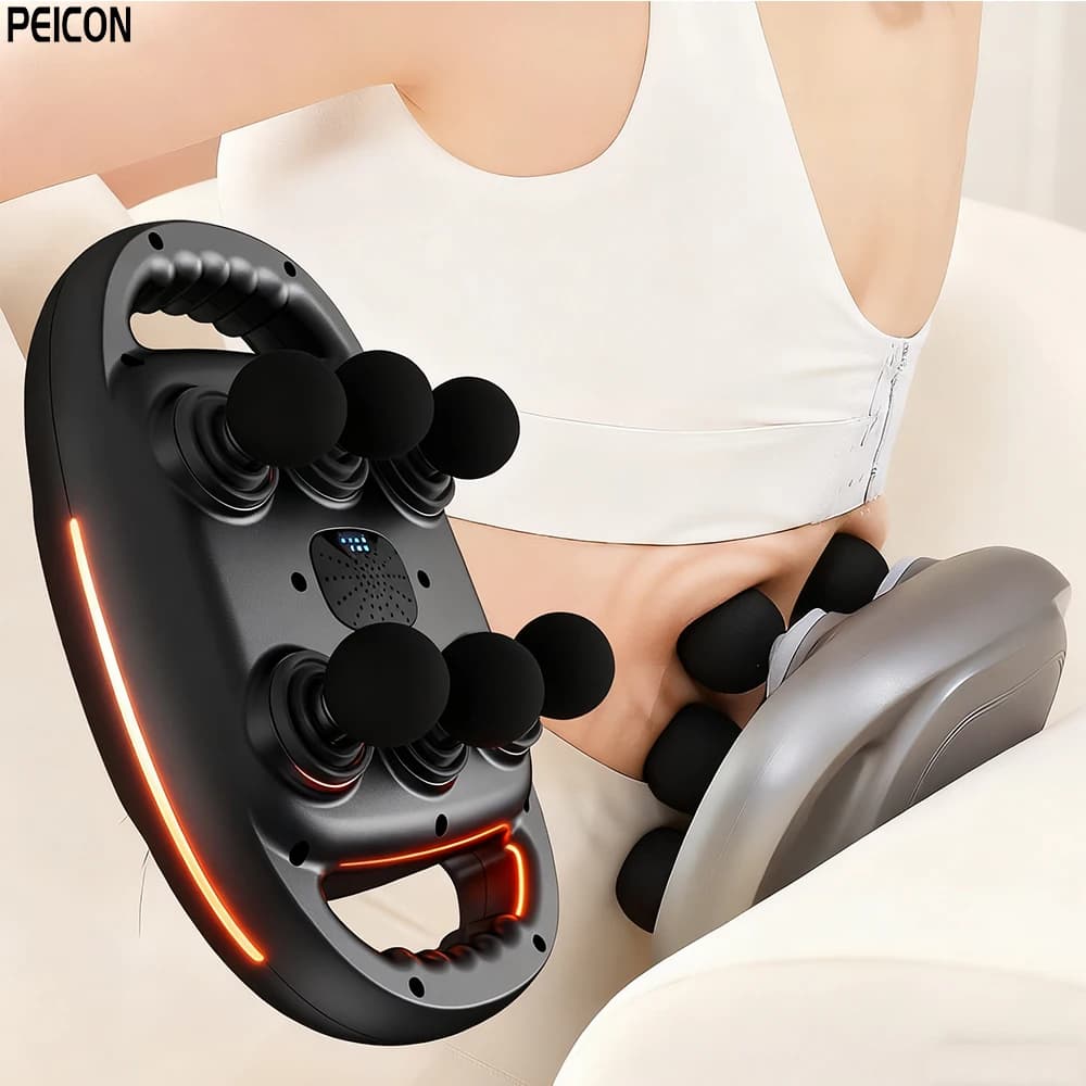 Electric Massage Gun 6-Headed 9 Modes Professional Deep Tissue Muscle Relaxation for Body Leg Back Full Body Massage Fascia Gun