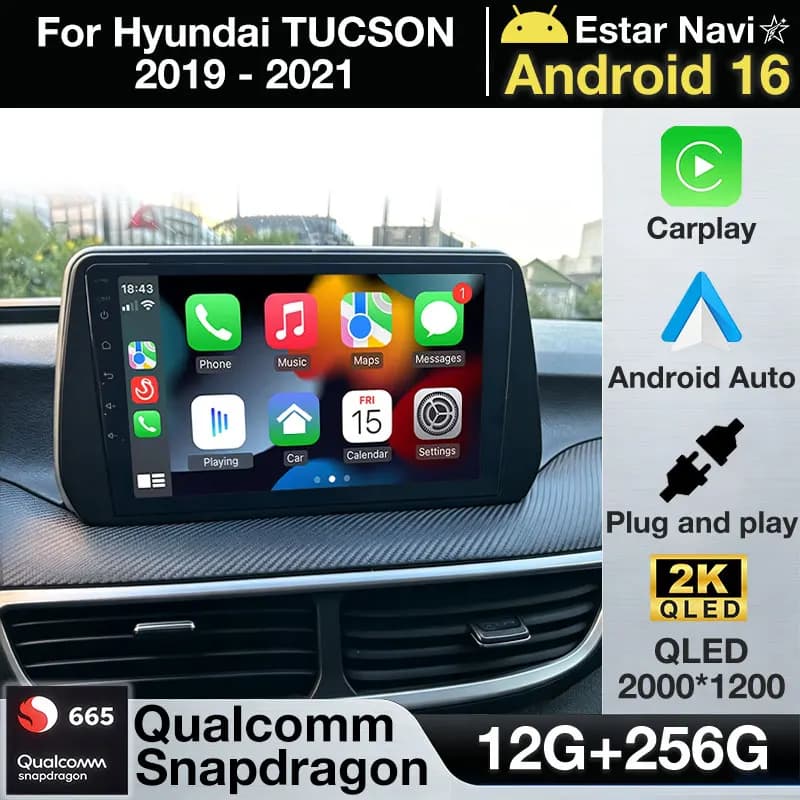 Android 16 Car Radio Wireless Carplay Auto For Hyundai TUCSON 2019 2020 2021 Stereo Multimedia Video Player 360 Camera GPS 4G BT