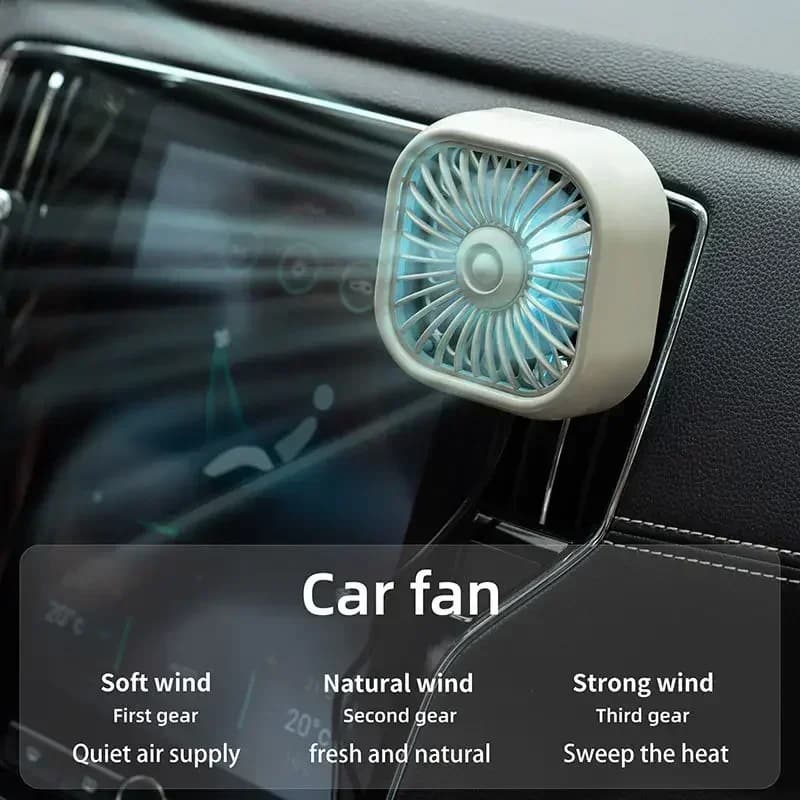 Ventilatore da auto 2026 nuovo, potente, regolabile, con luce USB, creativo, silenzioso, mini ventilatore rinfrescante per interni auto