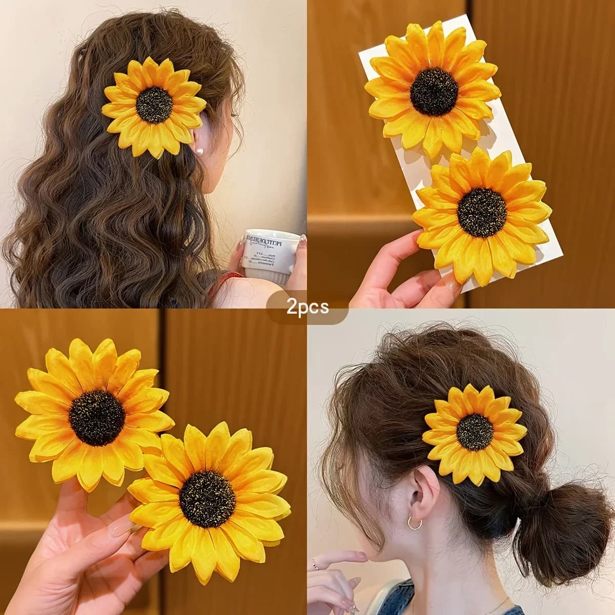 Fermaglio per capelli estivo a forma di girasole, grande, con fiore giallo dolce, clip per bordo capelli, accessori moda per capelli da donna e ragazza, copricapo da spiaggia, regali