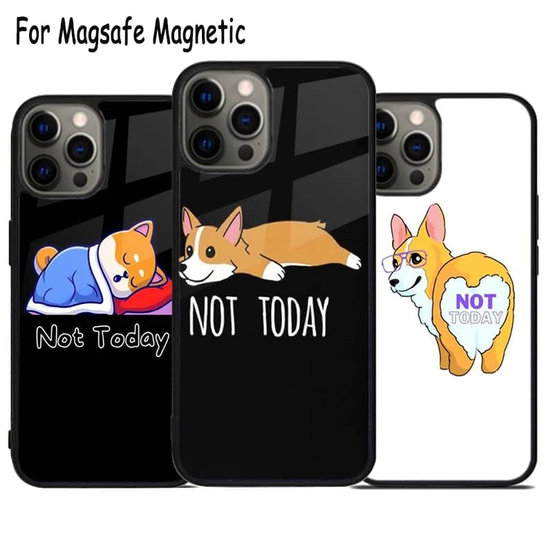 Cover per telefono con ricarica wireless Not Today Corgi per iPhone 17 Air 15 16 16e 14 13 11 12 Pro Max Plus, cover magnetica Magsafe con paraurti