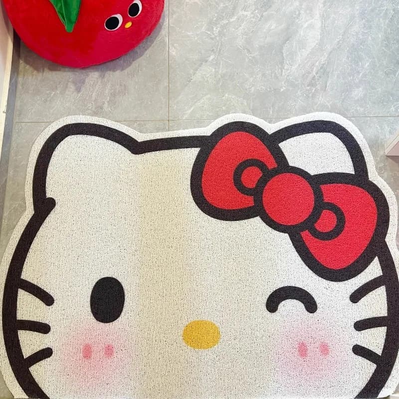Anime Sanrio Hello Kitty entrance door mat, silk circular carpet, Hello Kitty bedroom entrance mat, non-slip mat, cute and kawaii
