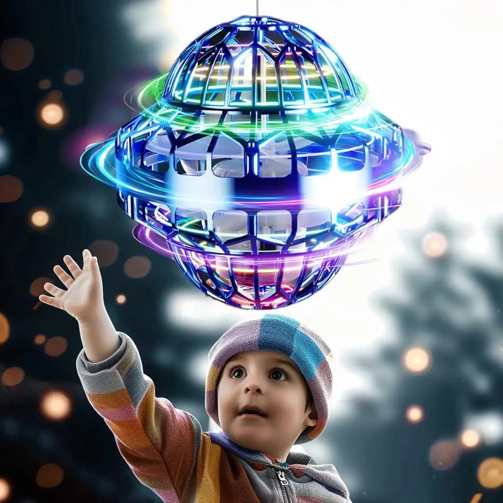 Aggiornato Flyball UFO Con LED Flying Spinner Agitarsi Giocattoli Boomerang Flyorb Magic Flying Ball Drone Orb Fly Nova Giocattolo Per Bambini Regalo