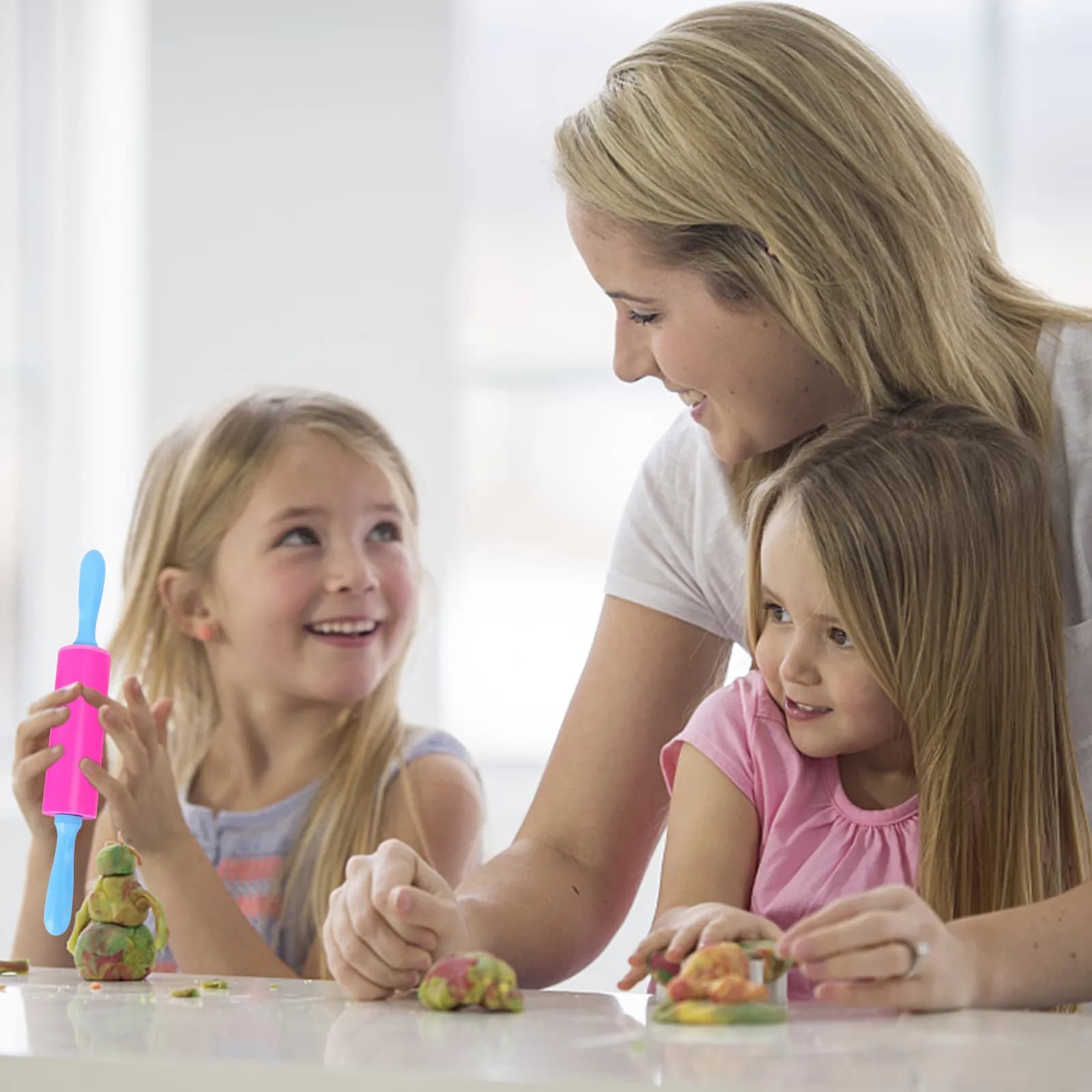 Set di 3 Pezzi: Kit Creativo per Impastare con Rullo in Argilla Ultra Leggero Fatto a Mano, Strumenti per Estrusione per Bambini, Gioco Educativo Precoce