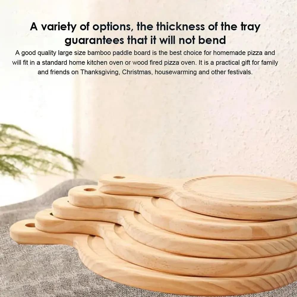1Pcs Stone Cutting Bamboo Pizza Tray 6/7/8/9/10 Inch Cake Bakeware Wooden Pizza Board Platter Round with Handle Baking Tray