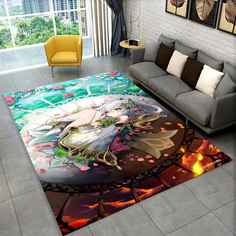New Genshin Impact Cartoon Game Carpet Rug for Bedroom Living Room Sofa Playroom Doormat Home Decor,Kid Area Rug Non-slip gift