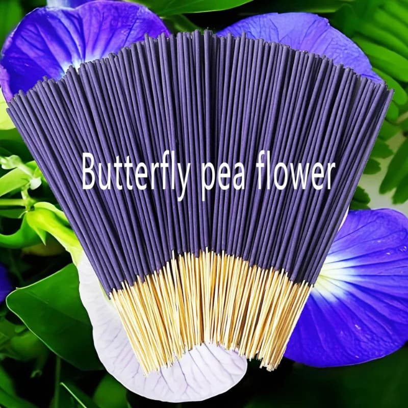 Natural Butterfly Pea Flower Incense Stick Buddhist Worship Household Study Promotes Sleep Removes Odors Calms Mind Joss Stick