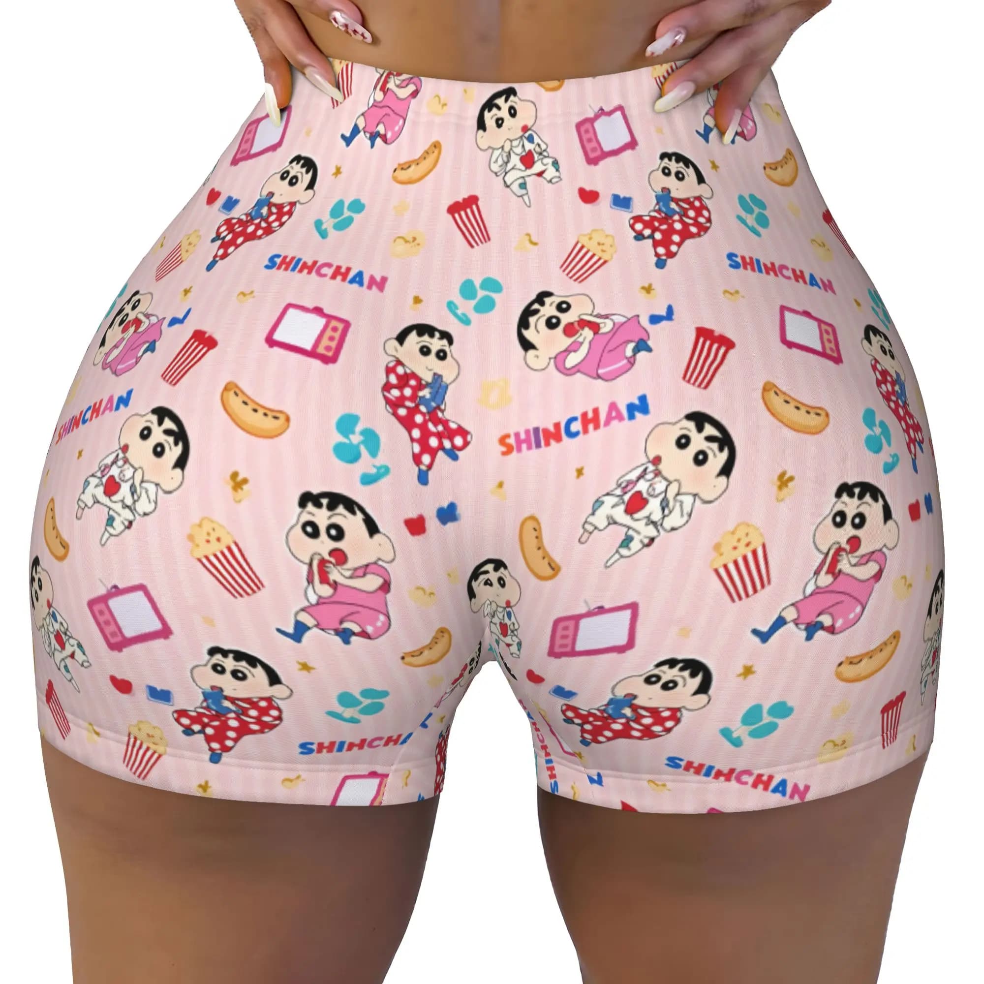 Anime C-Crayon S-Shin C-Chan Workout Shorts Women's Gym Volleyball Running Yoga Shorts
