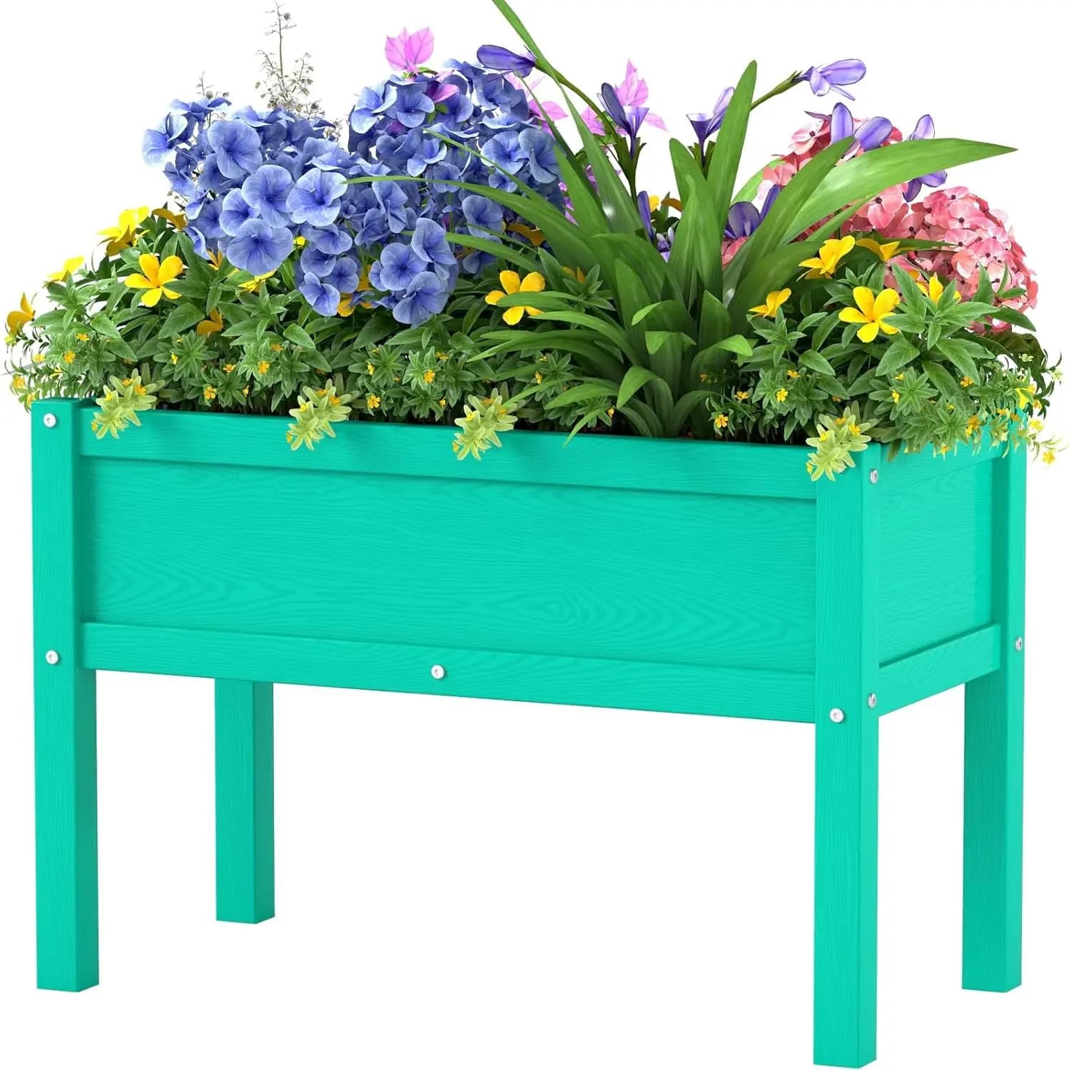 Fioriera rialzata in HDPE con gambe, per esterni, resistente alle intemperie, per semi, erbe aromatiche, fiori e verdure