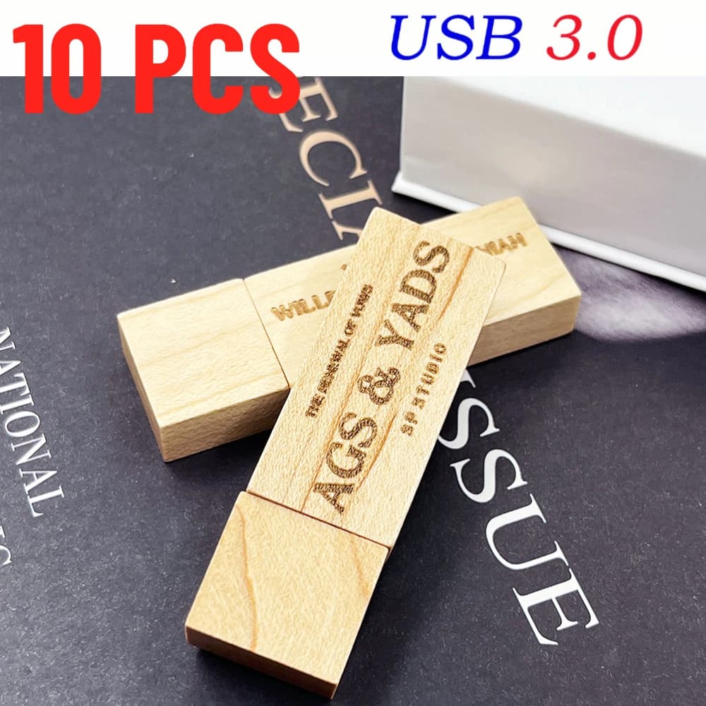 Chiavetta USB 3.0 in Legno Personalizzabile con LOGO Gratuito, 10 Pezzi, 4GB 16GB 32GB 64GB 128GB, Regalo per Fotografia