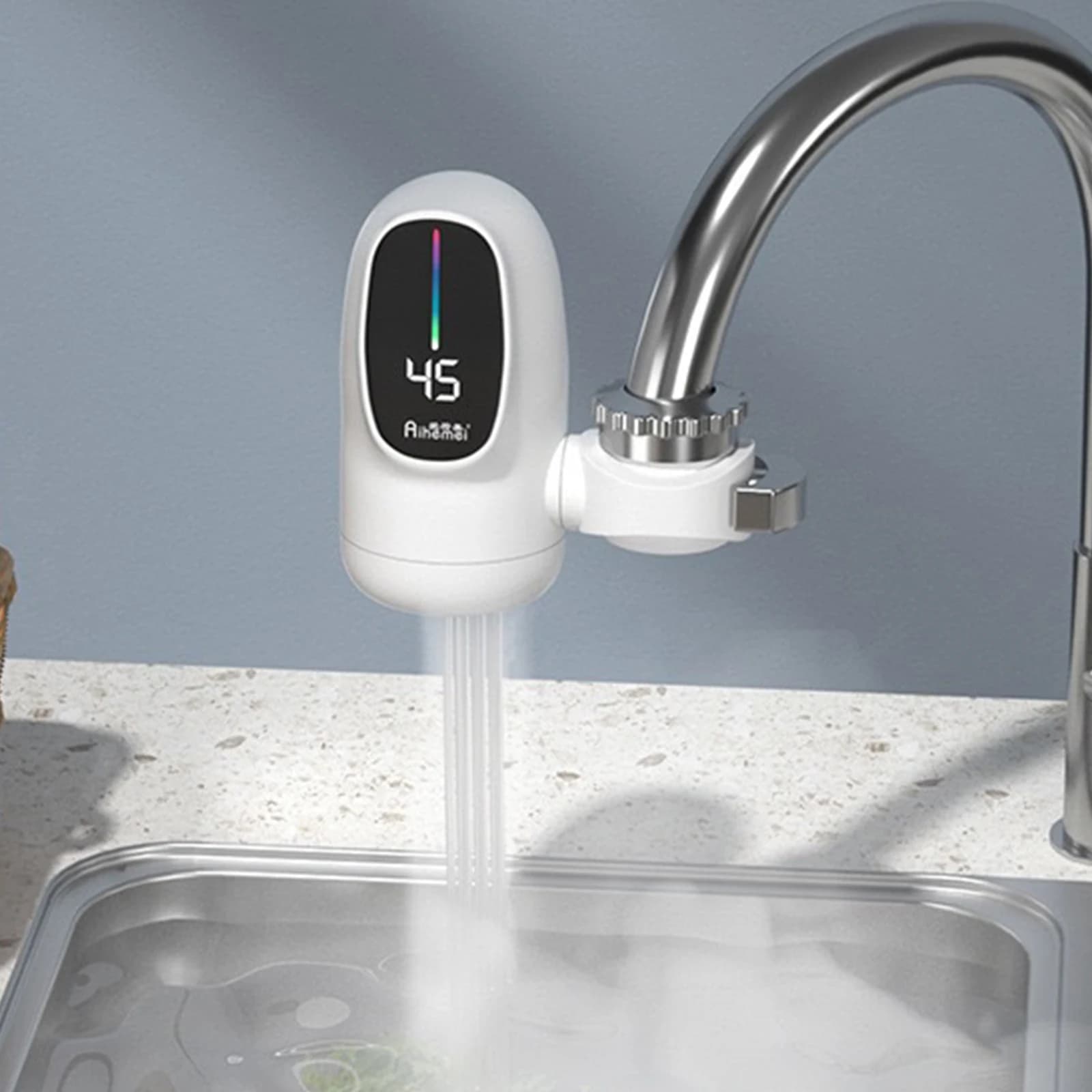 110V Fast Heating Electric Heater Faucet with Digital Display Energy Saving Hot Cold Mixer for Kitchen Sink Bathroom