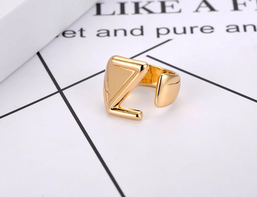 Anello Aperto Regolabile con Lettere Traforate alla Moda, Anello da Festa, Gioielli da Donna