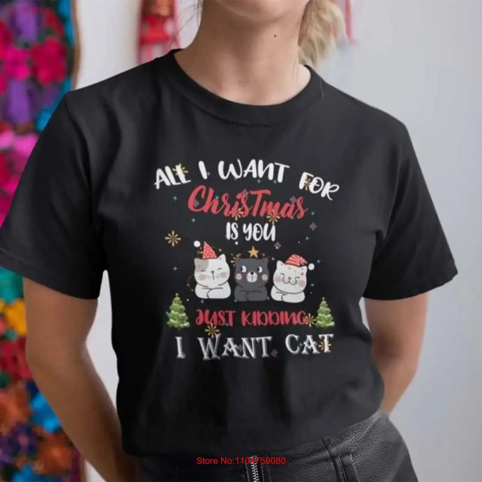 Hot Christmas Meowy Cat Tree Funny T Shirt S 5XL XS103 vintage Washed Soft designer clothes Versatile Stylish Breathable