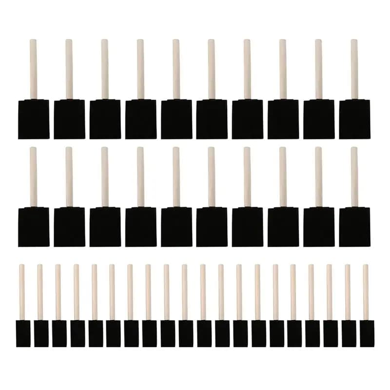 Efficient 120 Pcs Foam Sponge Paint Brush Wood Handle Paint Brush Set Painting Tool For Acrylics Stains Varnishes Art Supplies