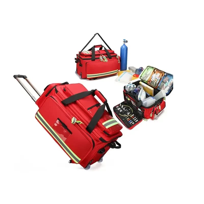 Large Capacity Telescopic Handle Medical Bag First Aid Kit Trolley Case Backpack for Emergency Travel Storage Portable