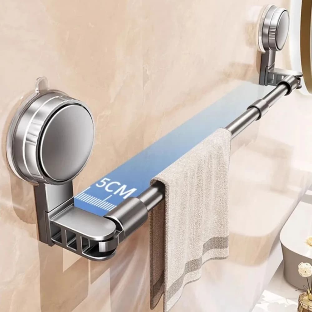 40-80cm Bathroom Suction Cup Wall Towel Holder No-punching Retractable Towel Robe Coat Rack Kitchen Bathroom Organizer Shelf Acc