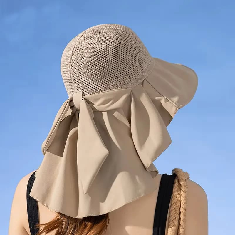 Cappello da Sole da Donna con Protezione UV e Protezione per il Collo, Cappello da Esterno Traspirante con Rete e Tesa Larga