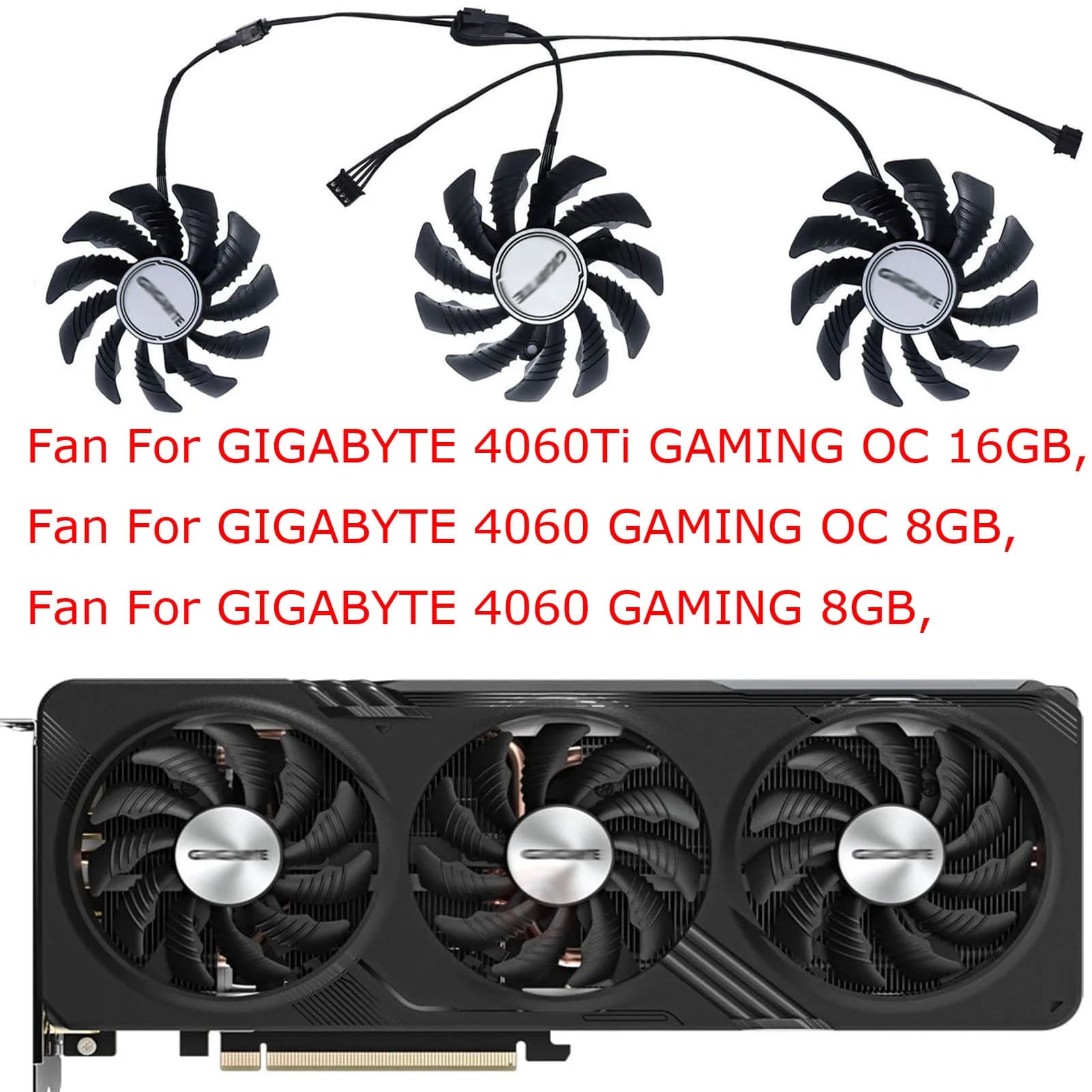 GPU Video Cards Fan,For GIGABYTE RTX 4060 4060Ti GAMING,For GIGABYTE 4070S 4070Ti 4070 SUPER EAGLE,3Pcs/Set,PLD08010S12HH