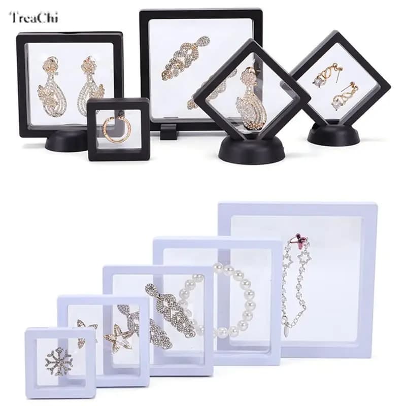 1 Set Jewelry Storage Box Button Earrings Wrap Film Suspension Box Antioxidant Hand String Bracelet Elastic Box
