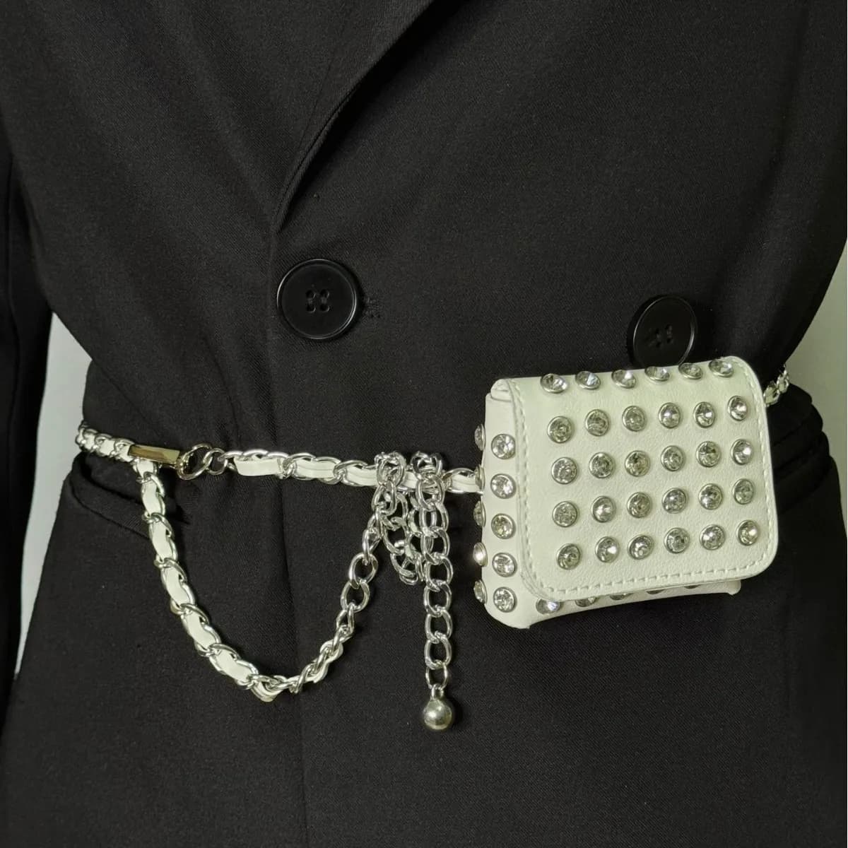 Mini Waist Bag with Fashionable Ribbons Stylish Belt Bag for Women Accessories Punch Bag for Gothic Lipstick Belt for Women's jeans