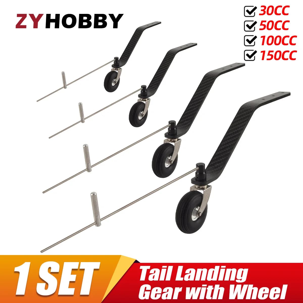 Carrello di atterraggio di coda con ruota 30CC 50CC 100CC 150CC per aereo modello ad ala fissa RC