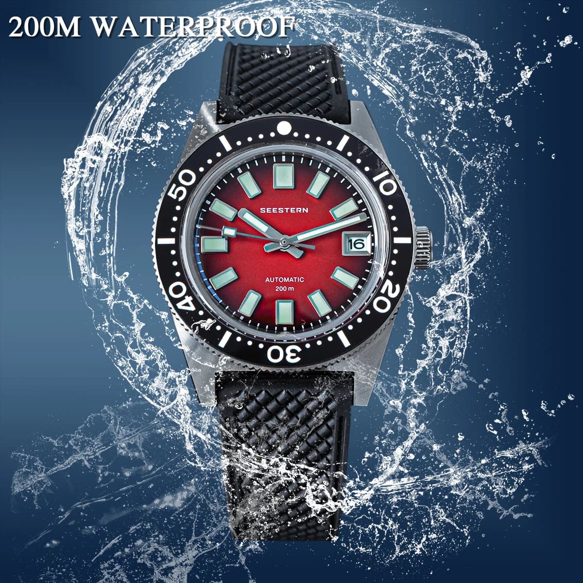 SEESTERN 62MAS Diver Men Watch 38mm Original Sapphire NH35 orologio da polso meccanico automatico data luminosa ceramica 200M impermeabile