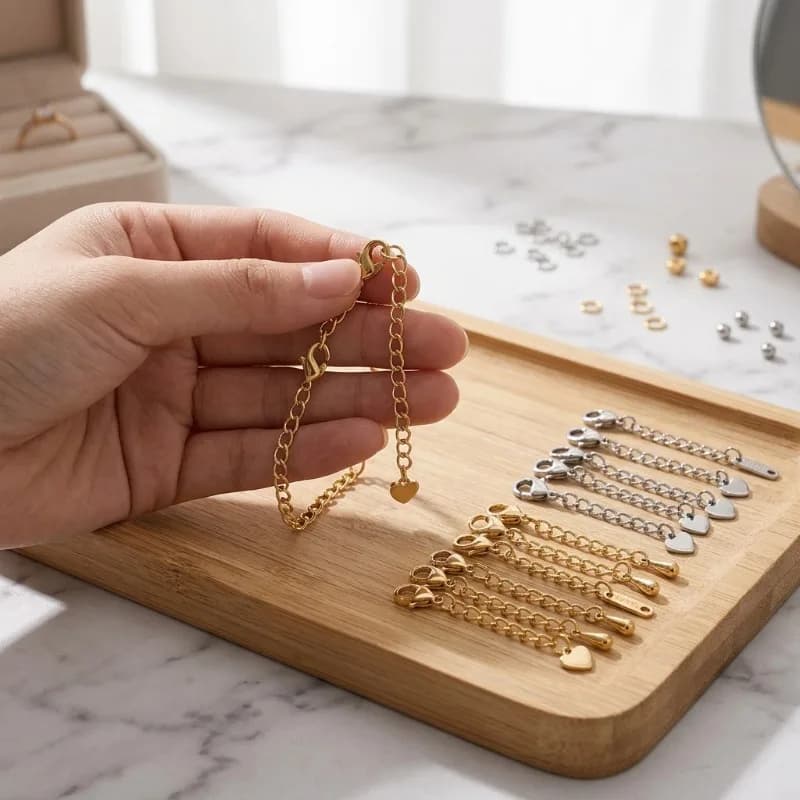 Catena di Estensione in Acciaio Inossidabile, Catena in Acciaio al Titanio Resistente allo Sbiadimento per Creazione di Bracciali e Collane Fai-da-Te
