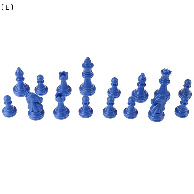 Set di Scacchi in Plastica PS, 32 Pezzi, Blu e Bianco, Stile Medievale, per Adulti e Bambini, Gioco da Viaggio