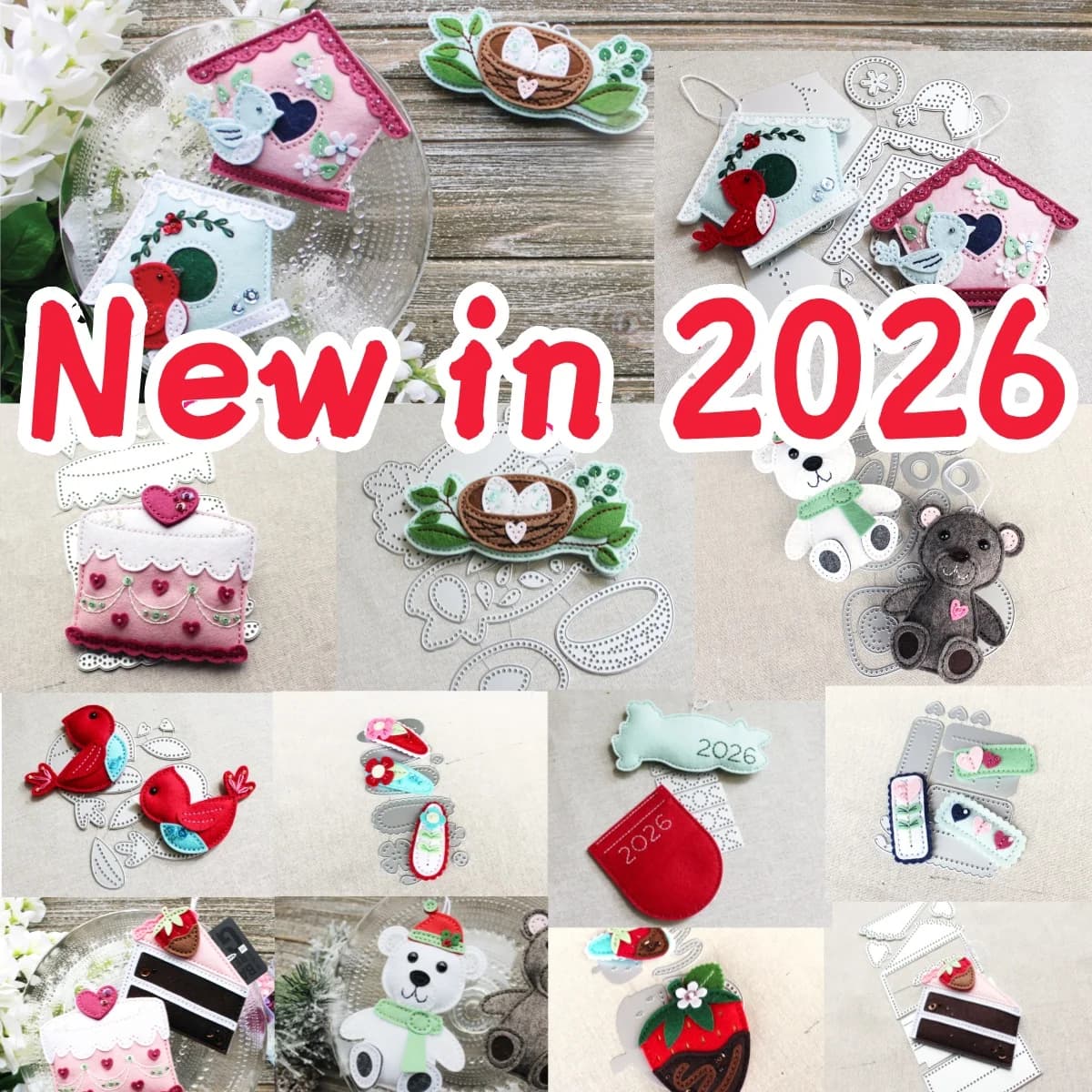 2026 San Valentino accogliente casa amore uccelli torta orso metallo fustelle per fai da te creazione di carte scrapbook decorazione artigianale in rilievo